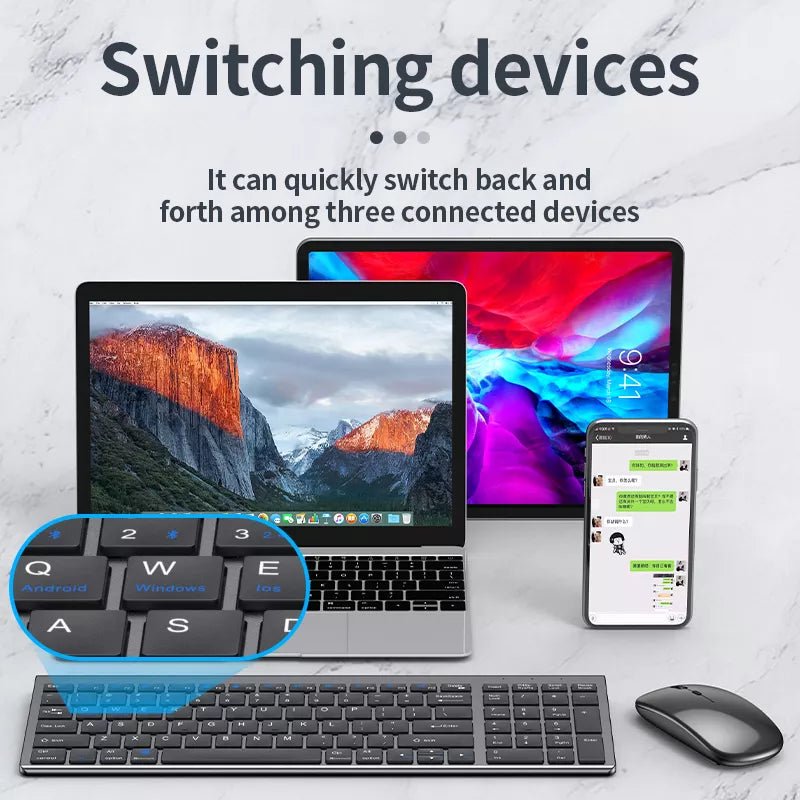 High quality 2.4G Bluetooth wireless rechargeable mouse keyboard combos